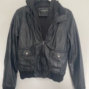 Obey Leather Jacket Hoodie